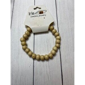 Iris Fashion Jewelry Natural Wood Beaded Stretch Bracelet 3 Inch